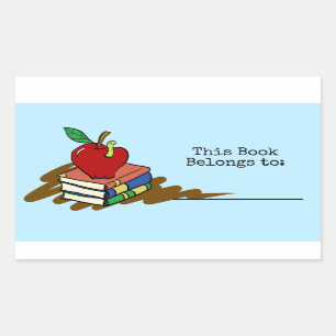 Bookworm Red Apple Teacher Rectangular Sticker