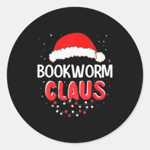 Bookworm Santa Claus Christmas Matching Costume Classic Round Sticker