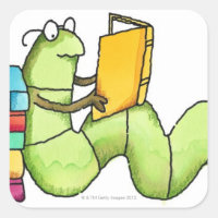 Bookworm Square Sticker