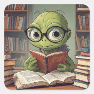 Bookworm Square Sticker