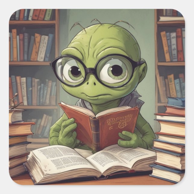Bookworm Square Sticker (Front)