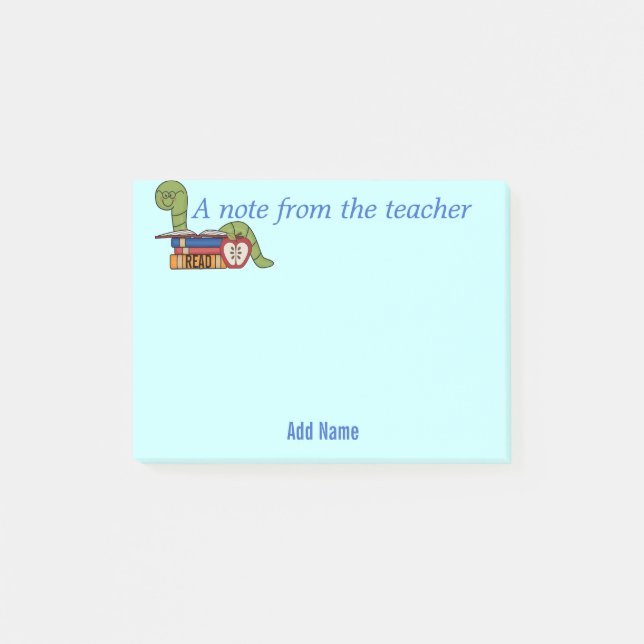 Bookworm Sticky Notes for Teachers (Front)