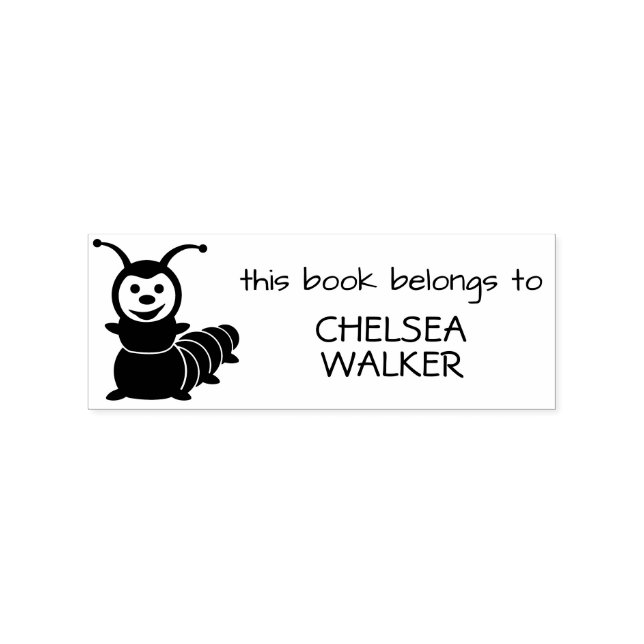 Bookworm This Book Belongs To Name Kids Stamp (Imprint)