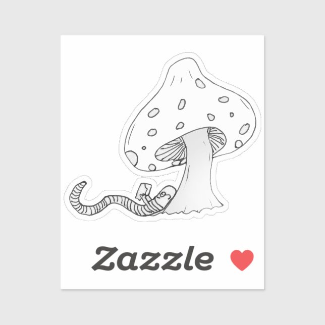 Bookworm Under a Mushroom Sticker (Sheet)