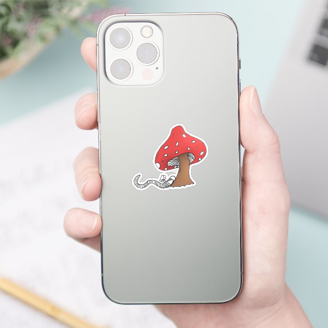 Bookworm Under a Mushroom Sticker (Phone)