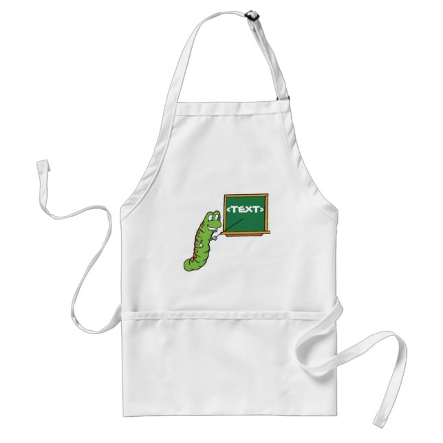 Bookworm with Customizable Chalkboard, <TEXT> Adult Apron (Front)