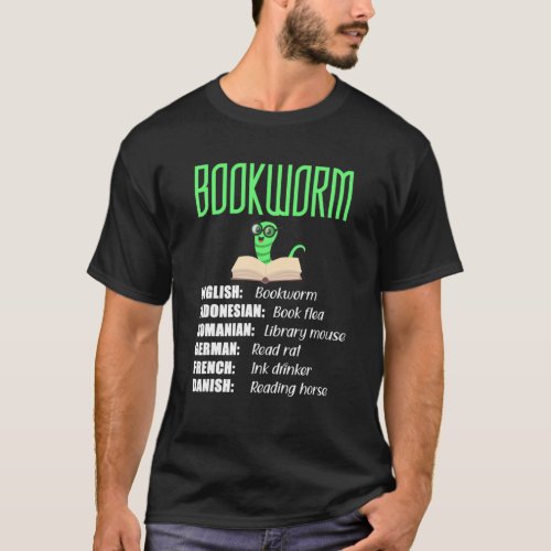 Bookworm With Quirky Translations Around World Lov T_Shirt