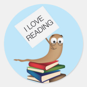 bookworm  with sign classic round sticker