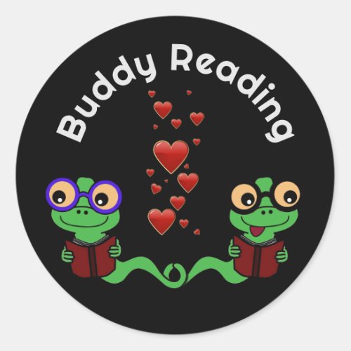 Bookworms Buddy Reading Classic Round Sticker