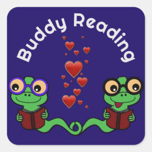 Bookworms Buddy Reading Square Sticker