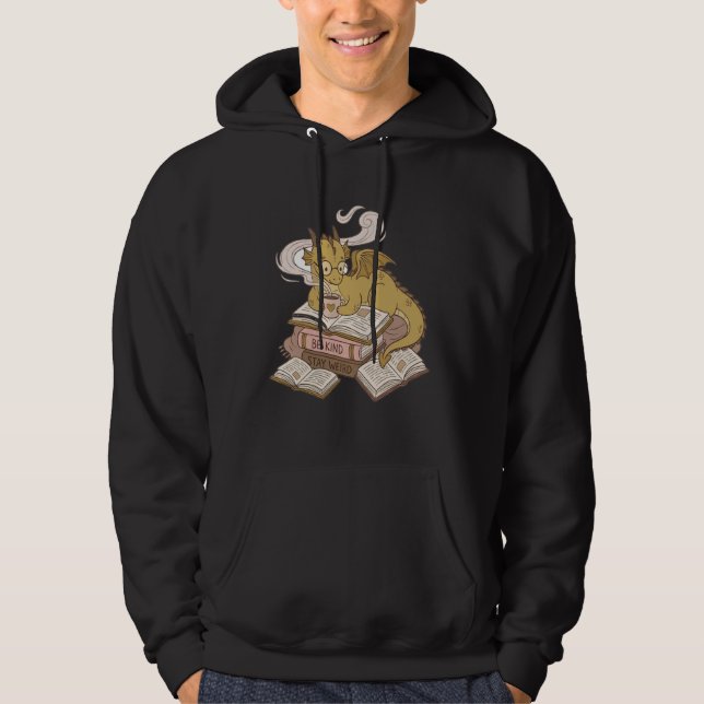 Bookworms Cozy Coffee Drinking Dragon Romantasy Hoodie (Front)
