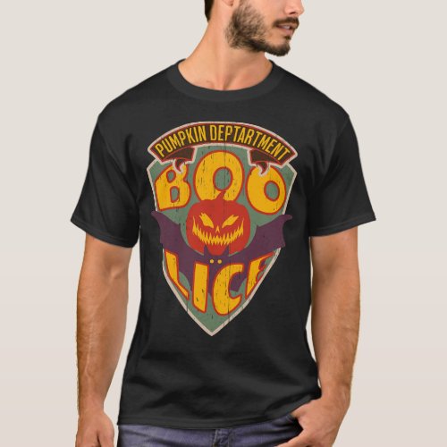 Boolice Halloween police funny badge pumpkin depar T_Shirt