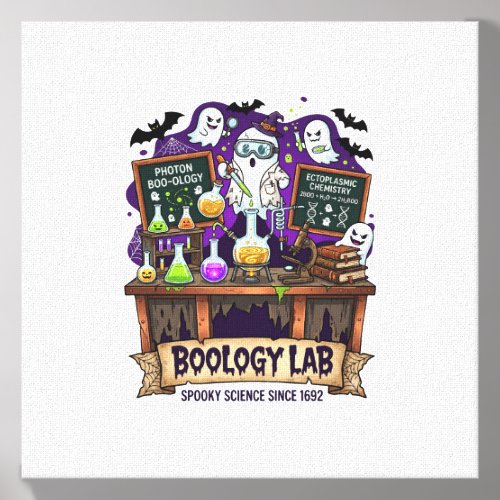 Boology Lab Spooky Science Ghost Scientist Potions Canvas Photo Tile