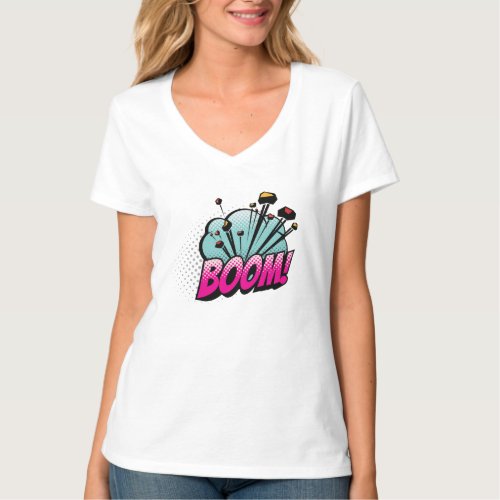 Boom Art Design womens Basic V_neck T_Shirt