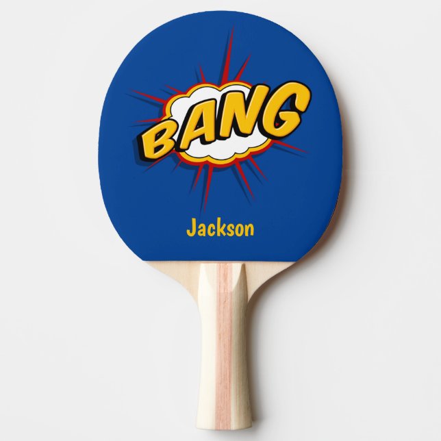 Boom Bang Red & Black Personalized Ping Pong Paddle (Front)