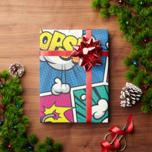 Boom Bang Wow Retro Comic Explosions Wrapping Paper