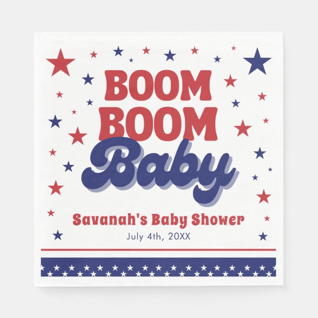 Boom Boom Baby 4th July Patriotic Baby Shower  Napkins (Front)