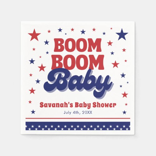 Boom Boom Baby 4th July Patriotic Baby Shower  Napkins