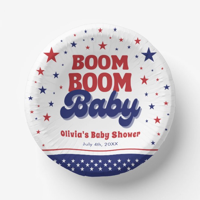 Boom Boom Baby 4th July Patriotic Baby Shower  Paper Bowls (Front)
