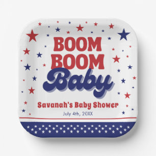 Boom Boom Baby 4th July Patriotic Baby Shower Paper Plates