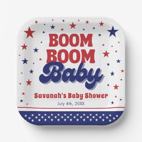 Boom Boom Baby 4th July Patriotic Baby Shower  Paper Plates