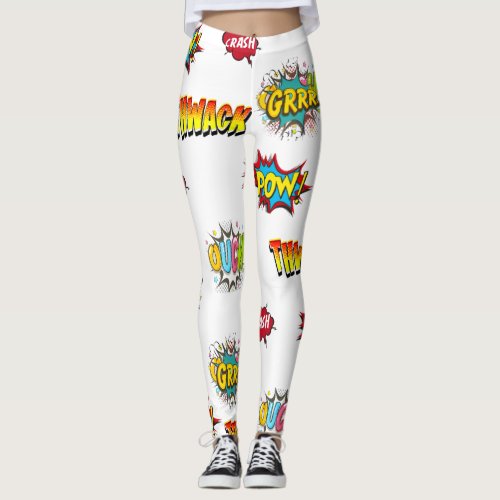 Boom Boom Pow Comical Expressions Leggings