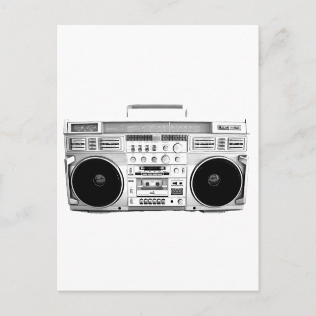Boom Box Ghetto Blaster 80s 70s Cassette player Postcard (Front)