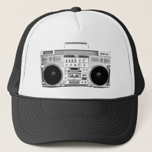 Boom Box Ghetto Blaster 80s 70s Cassette player Trucker Hat