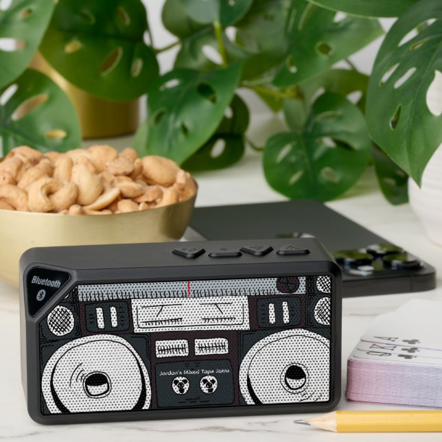Boom Box Music Lover | Mix Tape Monogram Bluetooth Speaker (Insitu(Table))
