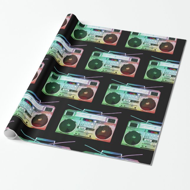 BOOM box Wrapping Paper, Hip Hop Wrapping Paper (Unrolled)