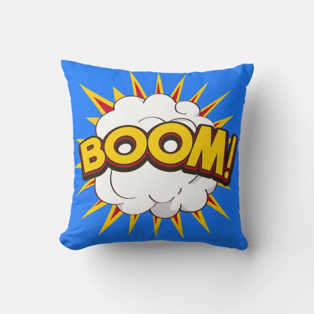 Boom! Cartoon Explosion Throw Pillow (Front)
