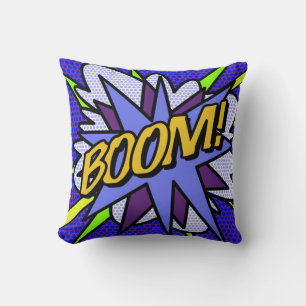 BOOM Comic Book Fun Modern Typography Throw Pillow
