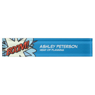 BOOM Fun Retro Comic Book Desk Name Plate