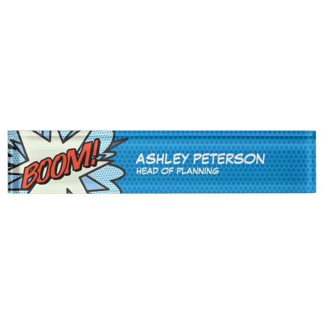 BOOM Fun Retro Comic Book Desk Name Plate (Front)