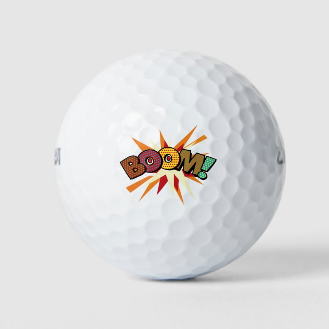 BOOM Fun Retro Comic Book Modern Golf Balls (Front)