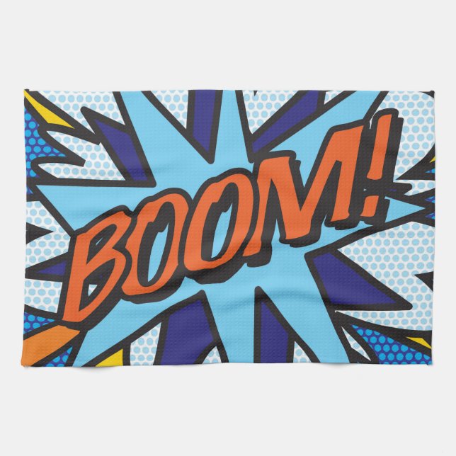 BOOM Fun Retro Comic Book Pop Art Kitchen Towel (Horizontal)