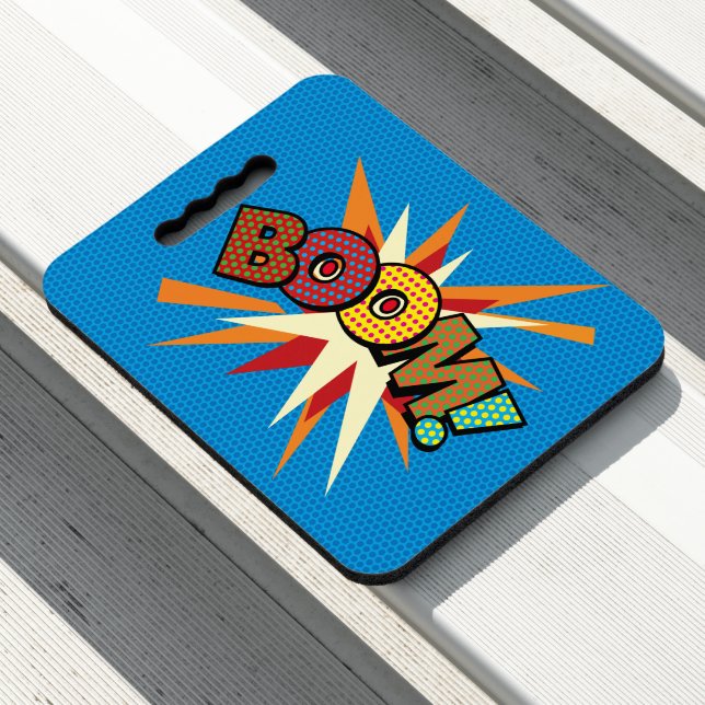 BOOM Fun Retro Comic Book Pop Art Seat Cushion (In Situ)