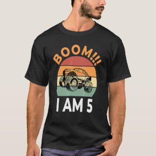 Boom I Am 5 Birthday Boy Celebration Monster Truck T-Shirt