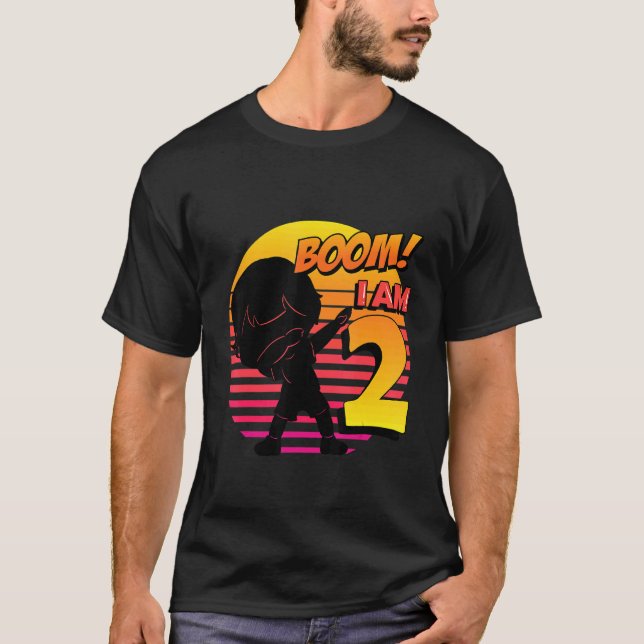Boom I'm 2 Birthday Boy 2nd Birthday Party T-Shirt (Front)