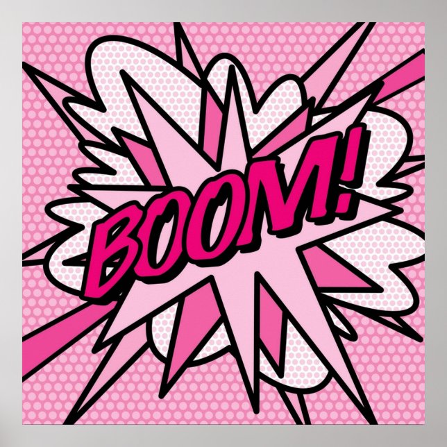 BOOM Pink Comic Book Pop Art Modern Fun Retro Poster (Front)