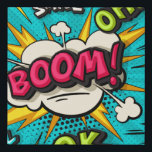 Boom pop art cloud bubble. Smile, wow, pow, cool,  Faux Canvas Print<br><div class="desc">Boom pop art cloud bubble. Smile, wow, pow, cool, ok, oops, wtf funny speech bubble. Trendy Colorful retro vintage background in pop art retro comic style. Illustration background, retro, wow, boom, art, vintage, cool, pop, word, bubble, cartoon, cloud, comic, illustration, speech, graphic design, balloon, fashion, lady, woman, vintage, illustration, retro,...</div>