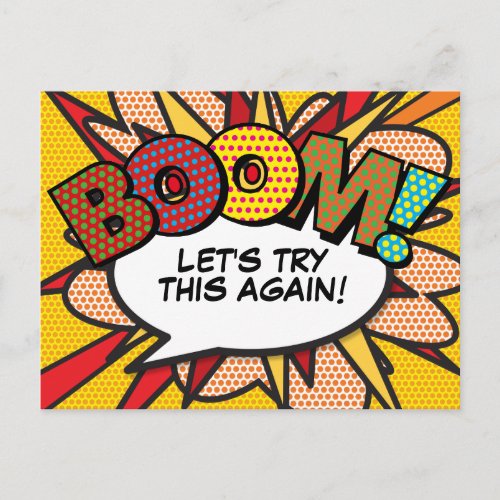 BOOM Postponed Change of Date Comic Book Pop Art Postcard