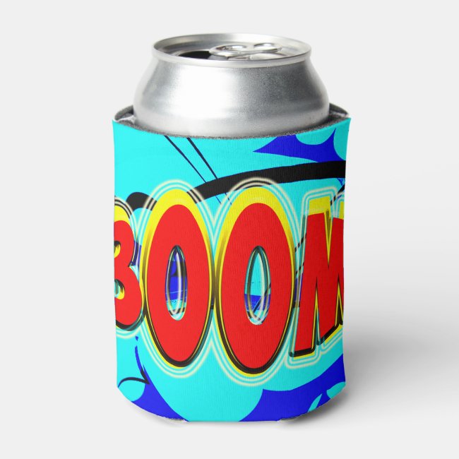 Boom Red and Yellow Comic Book Action Bubble Can Cooler
