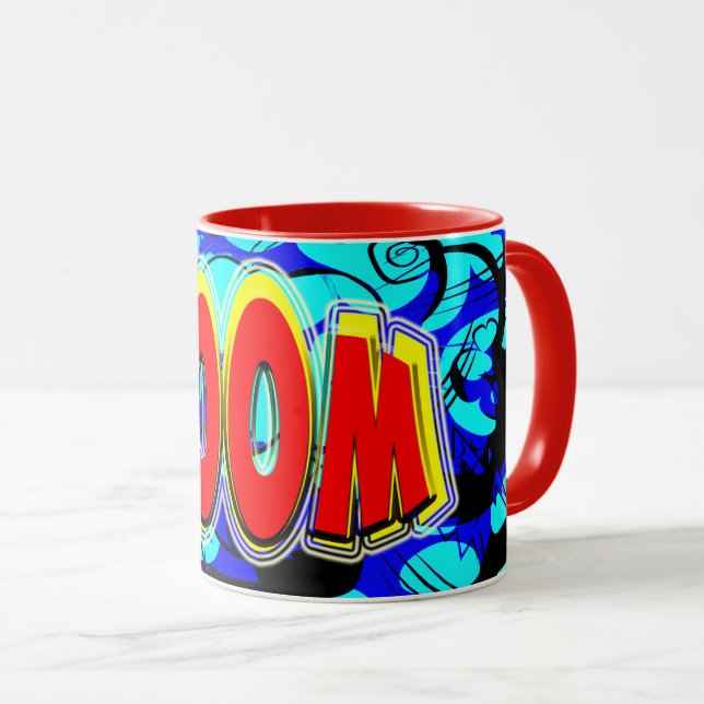 Boom Red and Yellow Comic Book Action Bubble Mug (Front Right)