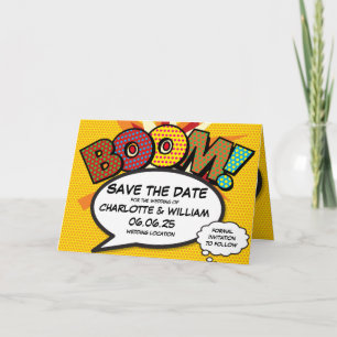 BOOM Save the Date Fun Retro Comic Book Pop Art Announcement