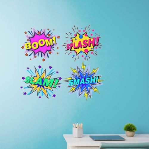 Boom Splash Slam Smash Purple Yellow Pop Art  36 Wall Decal