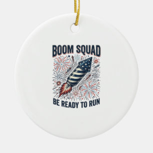 Boom Squad Patriotic Fireworks Vintage Shirt Desig Ceramic Ornament