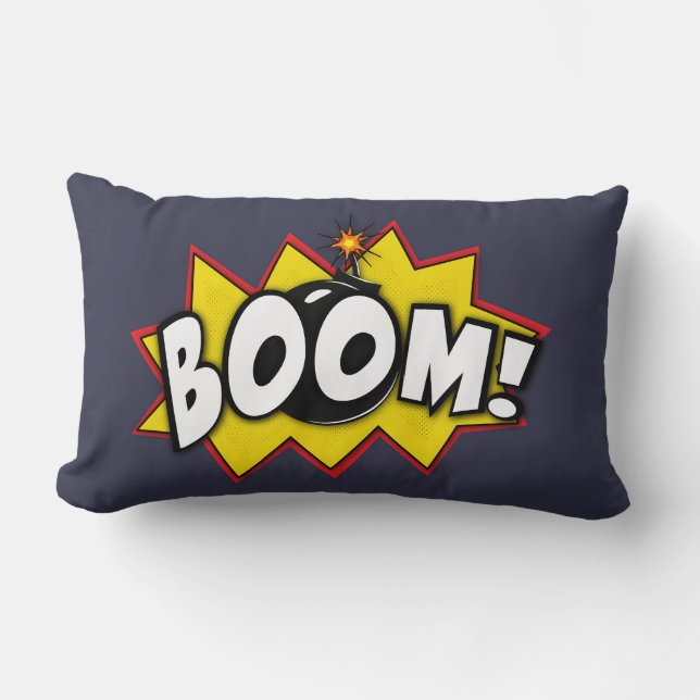 Boom Superhero Comic Action Words Lumbar Pillow (Front)