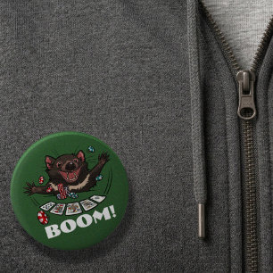 Boom! Tasmanian Devil Royal Flush Poker Cartoon Pinback Button