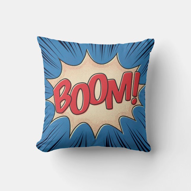 Boom! Throw Pillow (Front)
